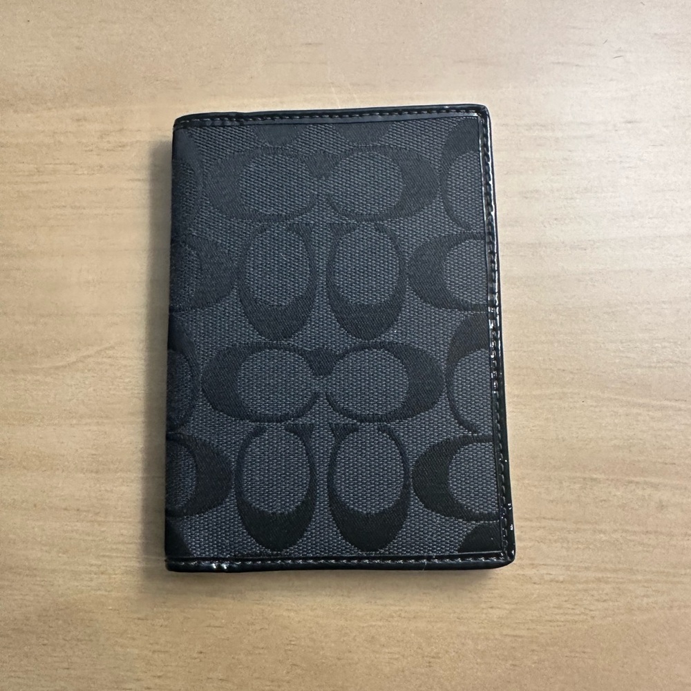 Coach Signature Canvas Passport Wallet - Black
